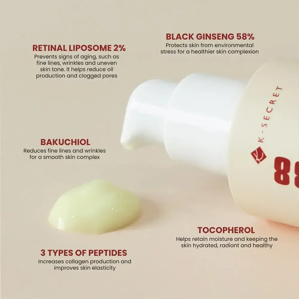 KSECRET Seoul 1988 Serum Retinal Liposom 2% + Schwarzer Ginseng - Serum für Leuchtkraft und Festigkeit, 30 ml