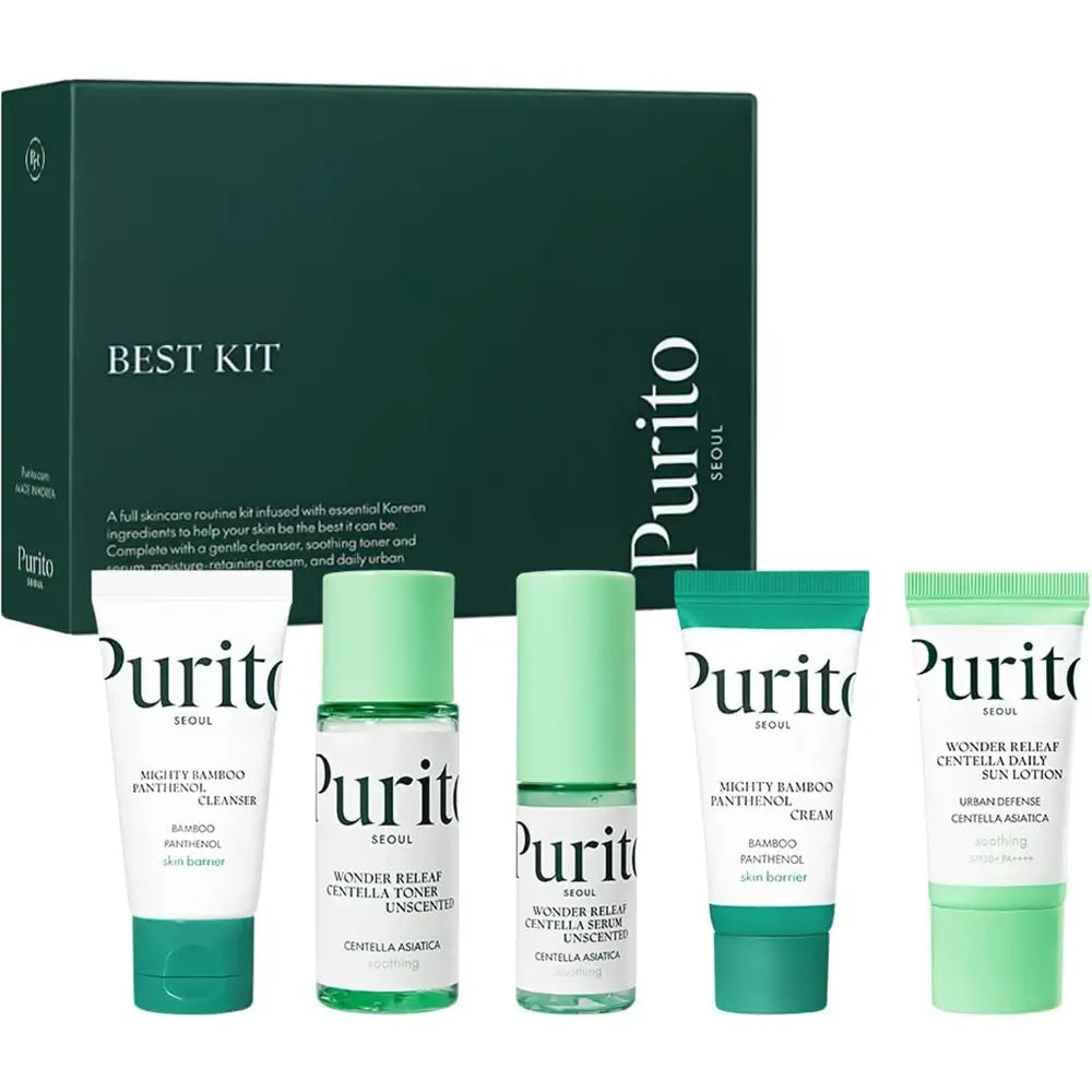 PURITO Seoul Best Kit - Mini-Größen-Set mit Panthenol und Centella Asiatica zur Beruhigung der Haut und Reparatur der Schutzbarriere