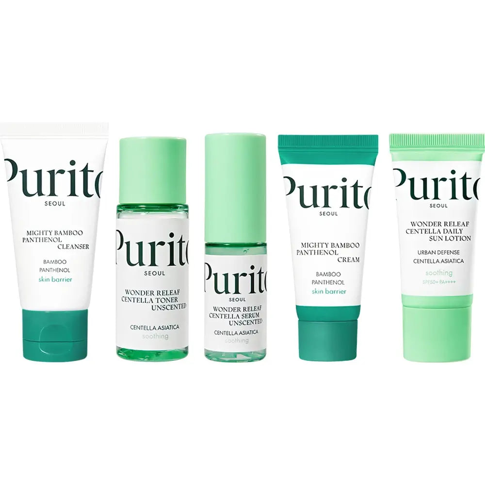 PURITO Seoul Best Kit - Mini-Größen-Set mit Panthenol und Centella Asiatica zur Beruhigung der Haut und Reparatur der Schutzbarriere