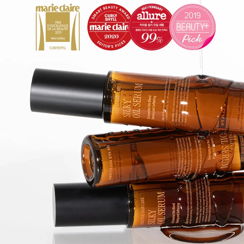 CURLY SHYLL Silky Oil - Haaröl mit Kameliensamenöl und Argankernöl zur Reparatur von trockenem oder geschädigtem Haar und zur Aufrechterhaltung eines glatten Aussehens - 70 ml