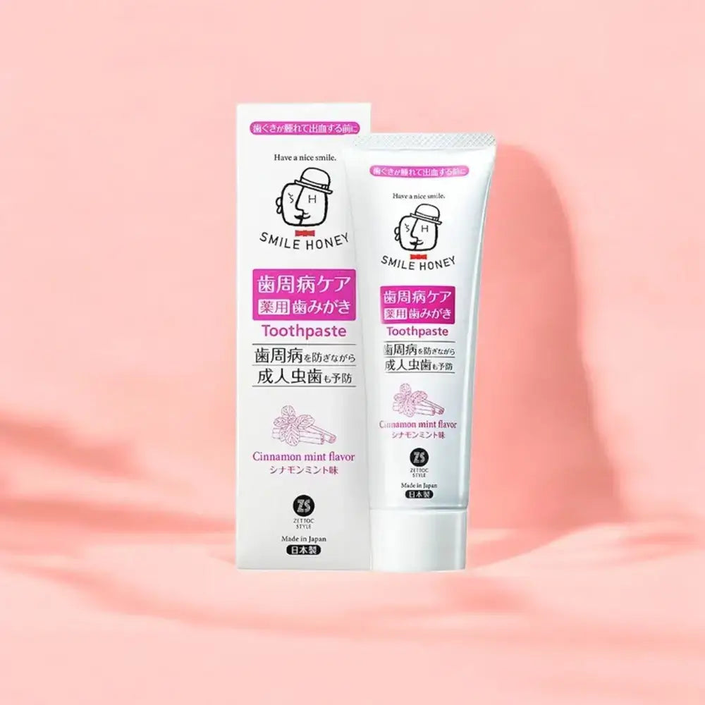 ZETTOC Smile Honey Zahnpasta Zimt Minze - Zahnpasta mit 1400ppm Fluorid und Sanguisorba-Extrakt zur Kariesprävention und Zahnfleischgesundheit - 120g