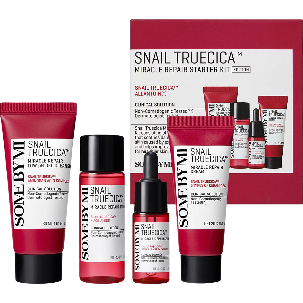 SOME BY MI Snail Truecica Miracle Repair Starter Kit - Set mit schwarzem Schneckenfiltrat und Niacinamid zur Pflege empfindlicher, geschädigter oder zu Unreinheiten neigender Haut und zur Aufrechterhaltung der Hautbarriere