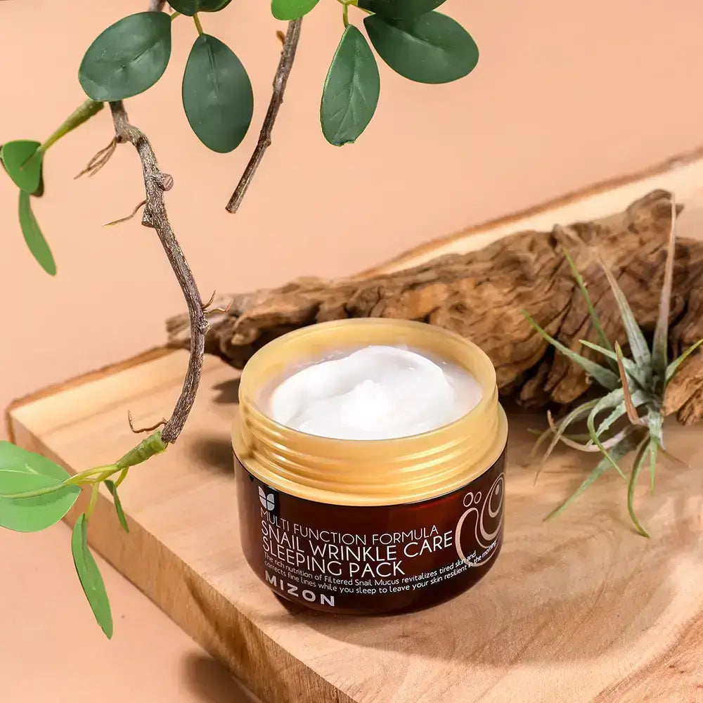 MIZON Snail Wrinkle Care Sleeping Pack - Nachtmaske mit Schneckenschleim und Peptiden für reife oder dehydrierte Haut - 80 ml