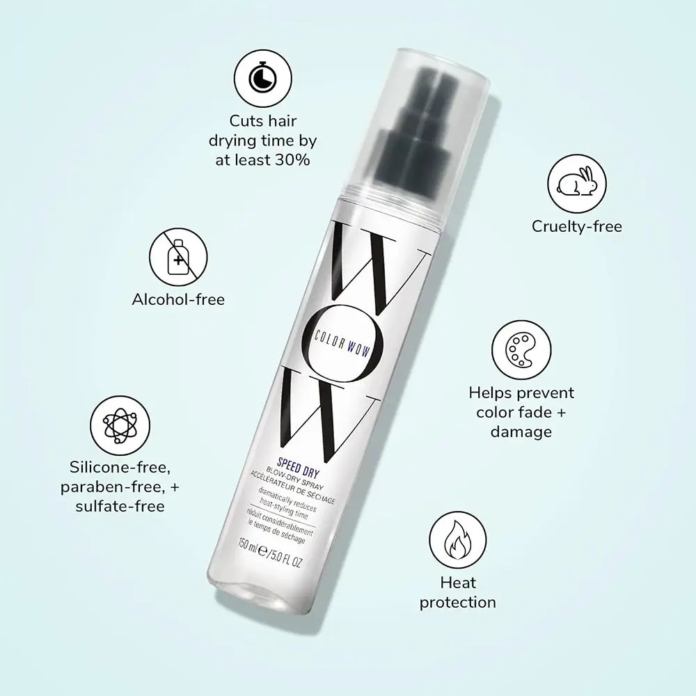 COLOR WOW Speed Dry Föhn-Spray - Haarspray mit fortschrittlichem Hitzeschutz und stärkenden Proteinen, das die Stylingzeit um bis zu 30 % verkürzt - 150 ml