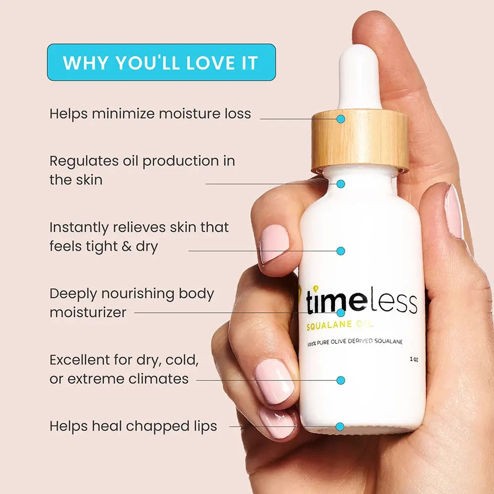 Timeless Skin Care Pure Line Gesichtsöl 100% Squalane - Tiefenfeuchtigkeit und antioxidativer Schutz, 30 ml