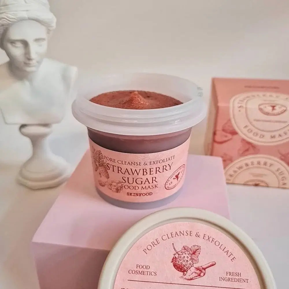 SKINFOOD Erdbeer-Zucker-Maske - Porenreinigung und Hautaufhellung, 120g