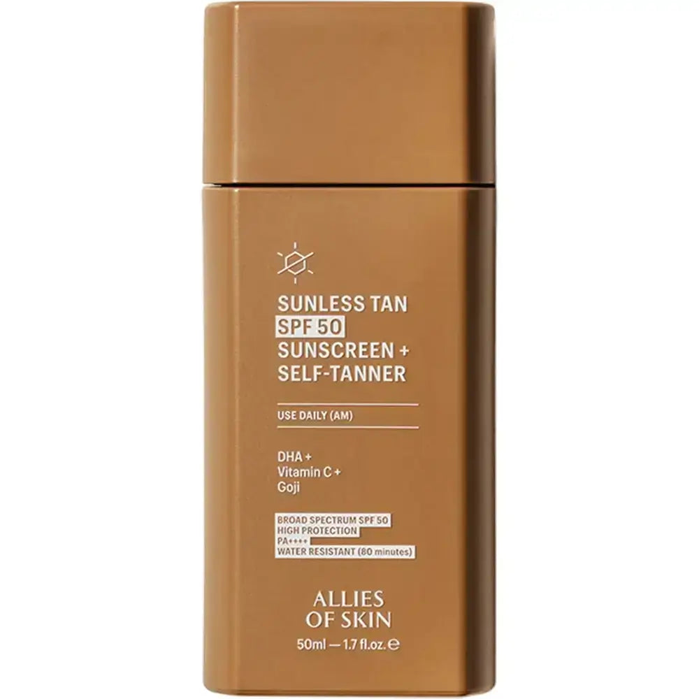 ALLIES OF SKIN Sonnenglow Gesichtscreme SPF50 Natürlich - Gradual Tan & UV-Schutz, Feuchtigkeit & Leuchtkraft, 50 ml