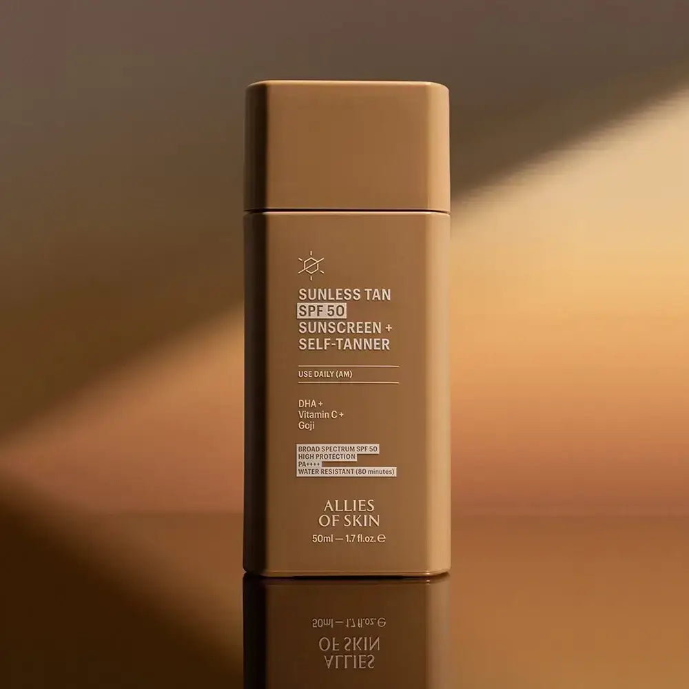 ALLIES OF SKIN Sonnenglow Gesichtscreme SPF50 Natürlich - Gradual Tan & UV-Schutz, Feuchtigkeit & Leuchtkraft, 50 ml