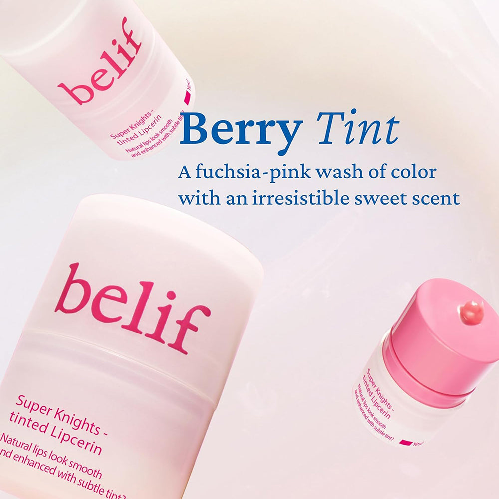BELIF Super Knights Berry Tinted Lipcerin - getönter Lippenbalsam mit Serin und Gluconolacton zur sichtbaren Glättung und Hydratation der Lippen, mit einem zarten Farbton und langanhaltendem Komfort