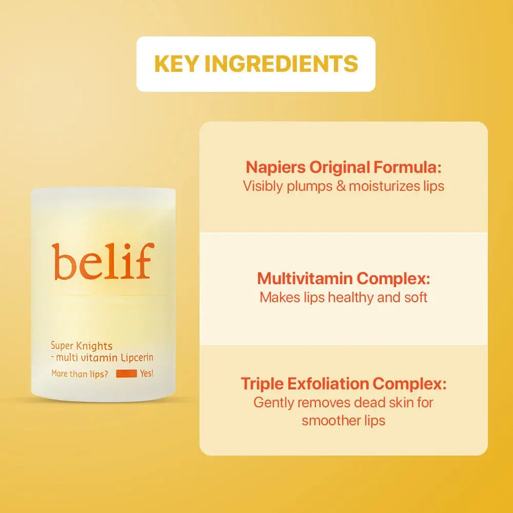 BELIF Super Knights Lippenbalsam Multivitamin - Intensive Feuchtigkeitspflege & Sanftes Peeling, 15 ml