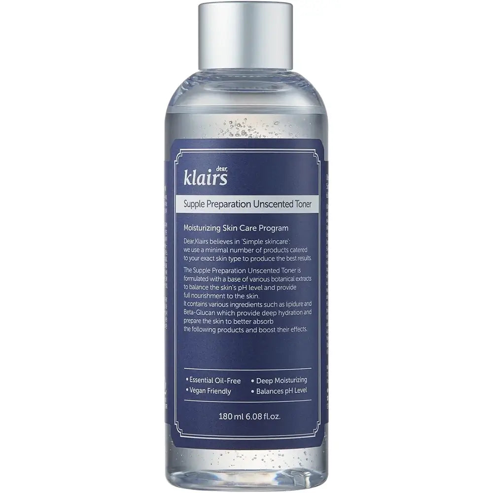 Dear Klairs Supple Preparation Toner parfümfrei - Beruhigender feuchtigkeitsspendender Toner mit Hyaluronsäure und Centella Asiatica, 180 ml