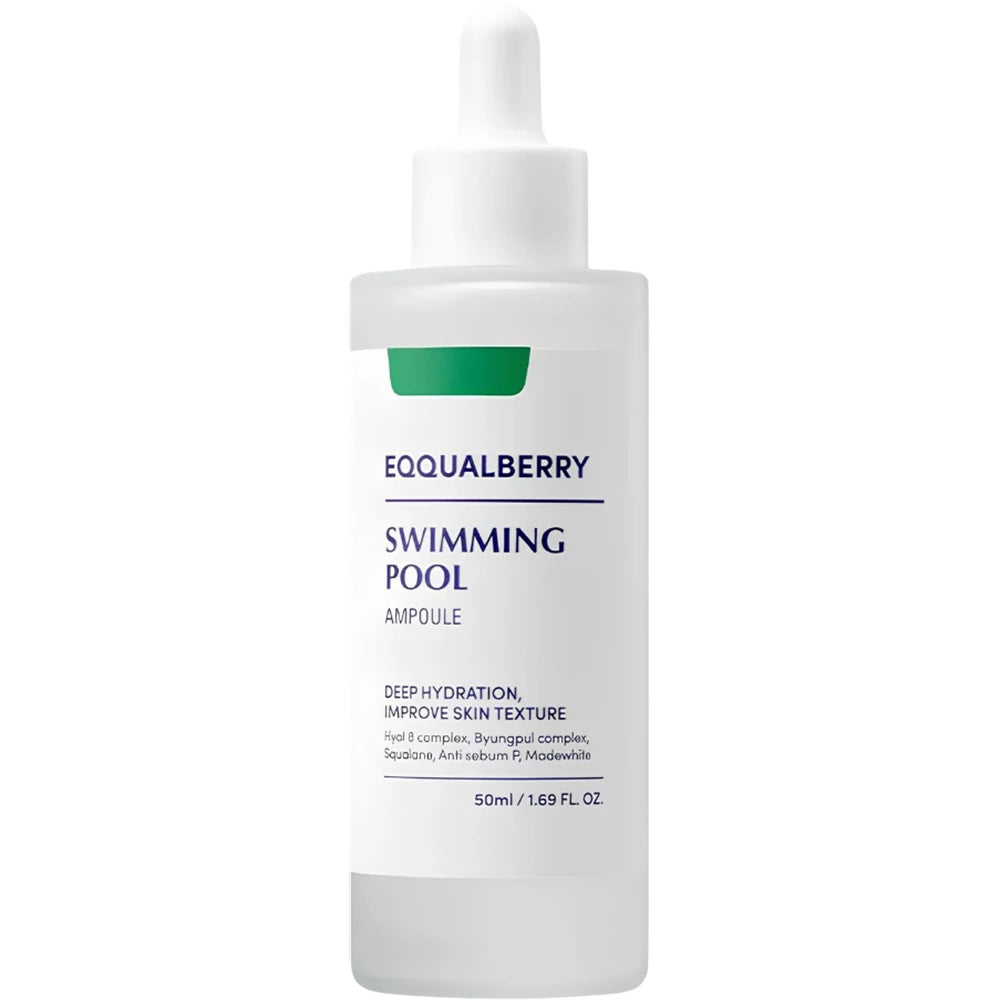 EQQUALBERRY Schwimmbad Ampulle - Gesichtsserum mit Hyaluronsäure und Centella Asiatica Extrakt, das zur Hautfeuchtigkeit und zum Hautkomfort beiträgt - 50 ml