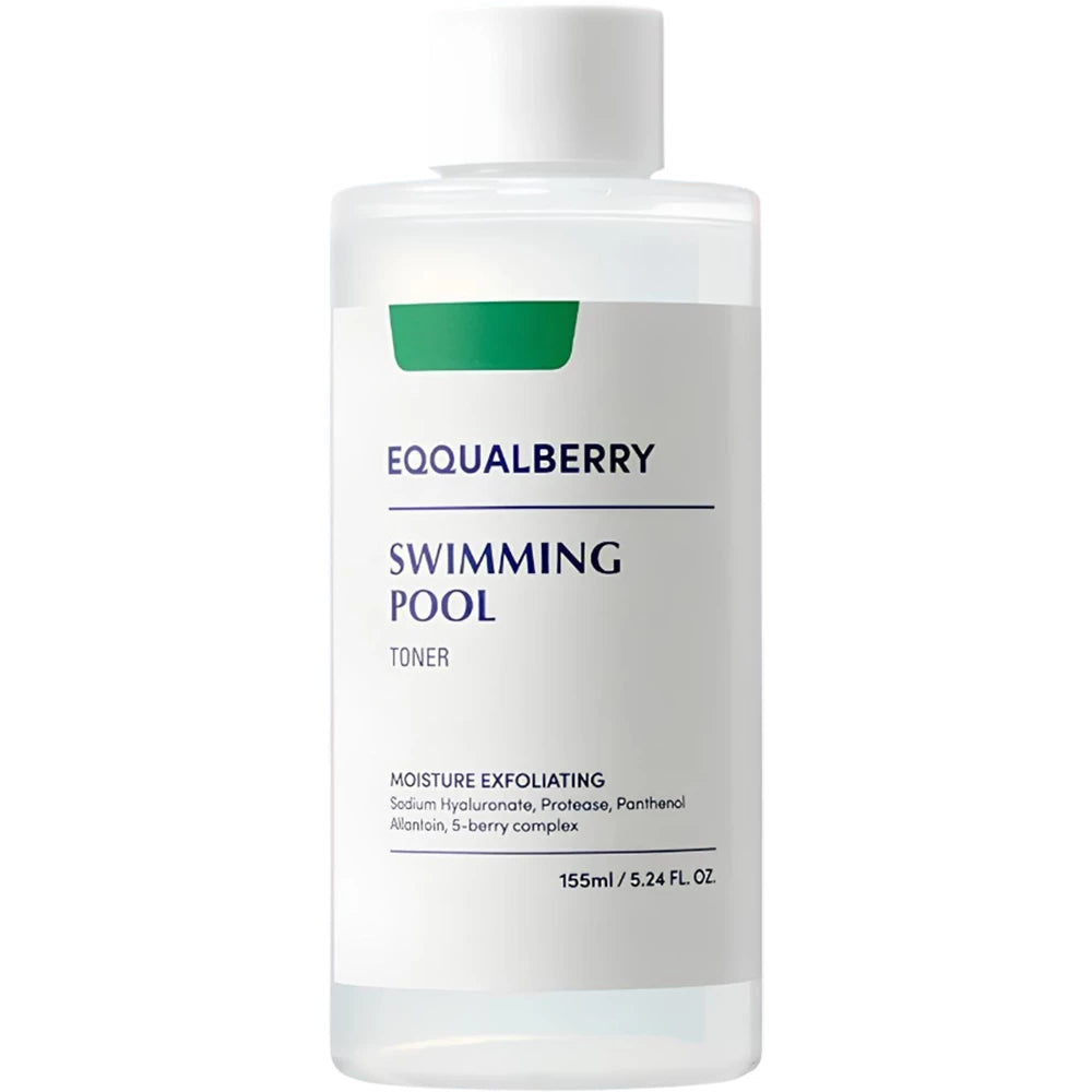 EQQUALBERRY Swimming pool Toner - toner de fata formulat cu acid hialuronic si enzima proteaza, care contribuie la hidratarea pielii si la netezirea texturii - 155 ml