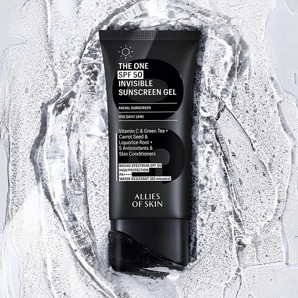 ALLIES OF SKIN Die Eine Gel-Creme LSF 50 Transparent – Hoher UV-Schutz und unsichtbares Finish, Wasserfest und Antioxidativ, 50 ml