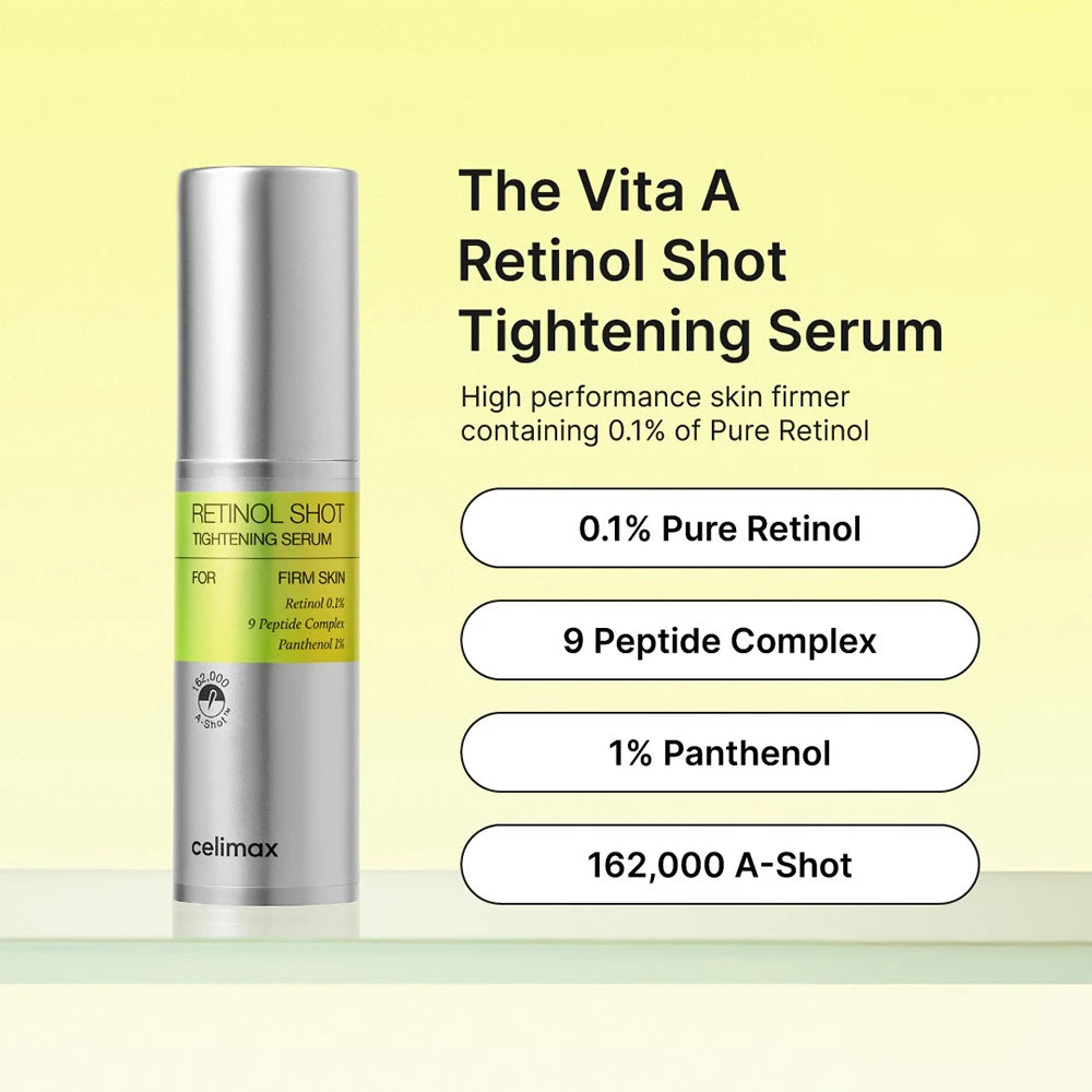 CELIMAX Vita-A Retinol Shot Straffendes Serum für Festigkeit und Elastizität - Reduziert Poren und verbessert die Hauttextur, 30 ml