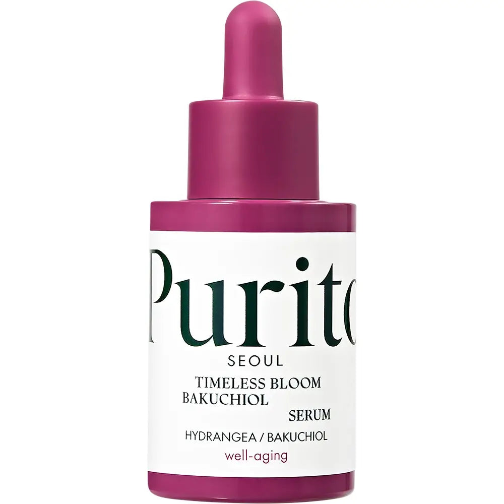 PURITO Timeless Bloom Ser Anti-Falten-Gesichtsserum mit Bakuchiol – Festigkeit und intensive Feuchtigkeit, 30 ml