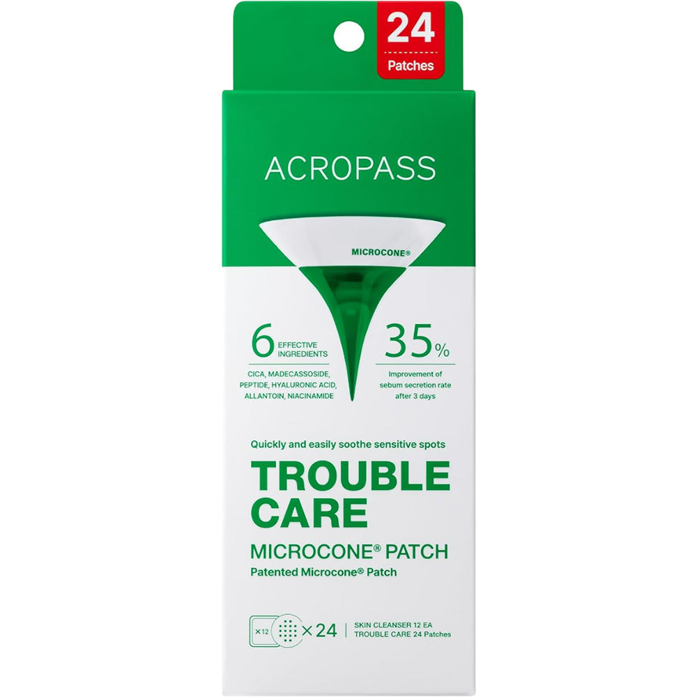 ACROPASS Trouble Care Microcone Patch - plasturi formulati cu Centella Asiatica si niacinamide, care contribuie la ingrijirea localizata a imperfectiunilor si la reglarea sebumului - 24 buc