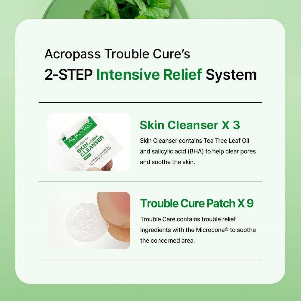 ACROPASS Trouble Care Microcone Patch Small - plasturi formulati cu niacinamide si Centella Asiatica (CICA), care contribuie la ingrijirea localizata a imperfectiunilor si la echilibrarea sebumului - 9 buc