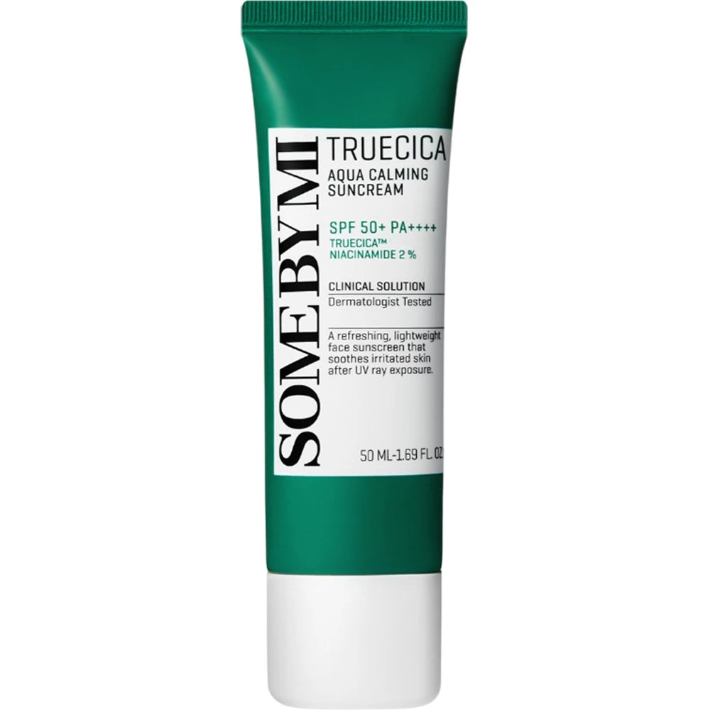 SOME BY MI Truecica Aqua Calming Suncream LSF 50+ PA++++ - Gesichtscreme mit Breitband-UV-Filtern LSF 50+ PA++++ und 2% Niacinamid zum Schutz vor UVA- und UVB-Strahlen und zur Aufrechterhaltung eines gleichmäßigen Hautbildes - 50 ml