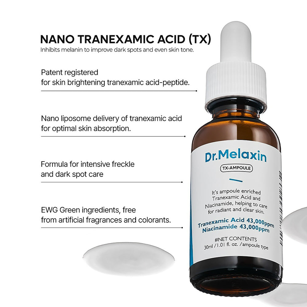 Dr. Melaxin TX Ampulle - Gesichtsserum mit Tranexamsäure und Niacinamid zur Reduzierung von Hyperpigmentierung und für einen gleichmäßigen Hautton - 30 ml