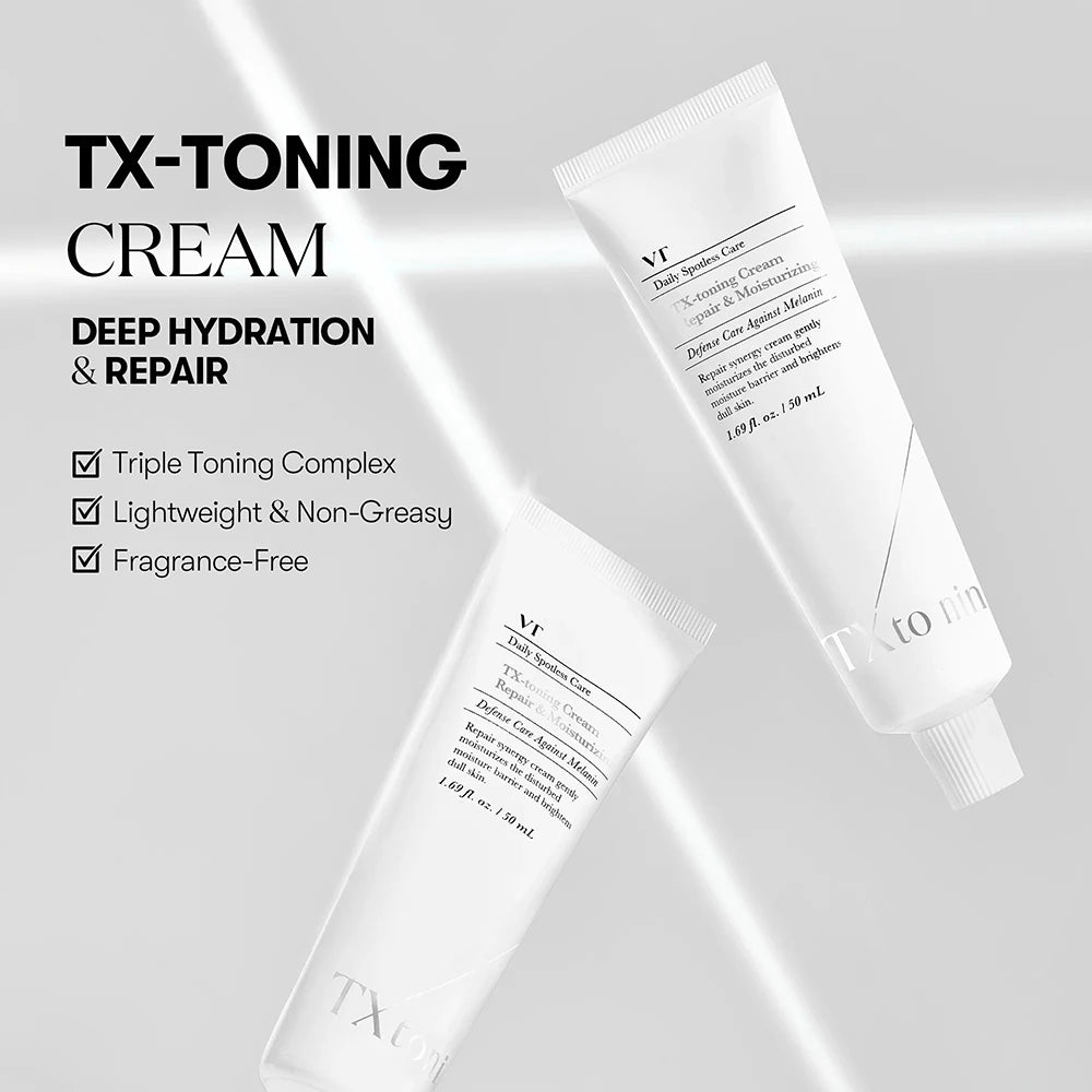 VT COSMETICS TX-Toning Creme - Gesichtscreme mit Tranexamsäure und Niacinamid zur Reduzierung von post-akneischen Flecken und Hyperpigmentierung für einen strahlenden Teint - 50 ml