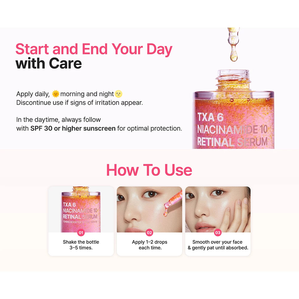 PURITO TXA 6 Niacinamide 10 Retinal - Gesichtsserum mit Tranexamsäure und Niacinamid zur Aufhellung von Pigmentflecken und zur Ebnen des Hauttons - 30 ml