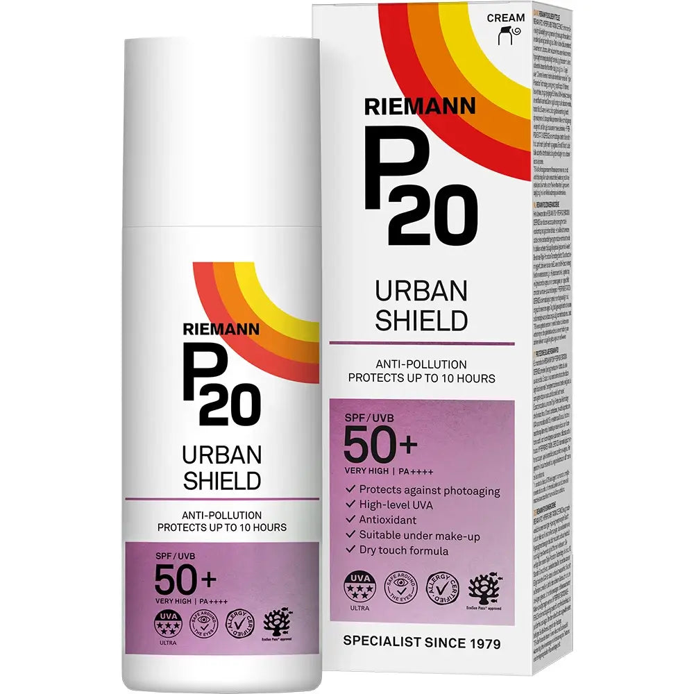 RIEMANN P20 Urban Shield LSF 50+ - Gesichtscreme mit starken Antioxidantien und Breitband-LSF 50+ zum Schutz vor UV-Strahlen und Umweltverschmutzung - 50 g
