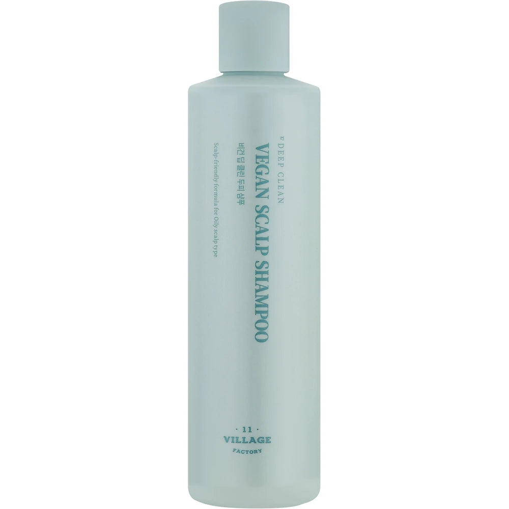 VILLAGE 11 FACTORY Vegan Deep Clean Scalp Shampoo - sampon purifiant formulat cu acid salicilic si ulei esential de menta, care contribuie la curatarea scalpului si la mentinerea prospetimii - 300 gr