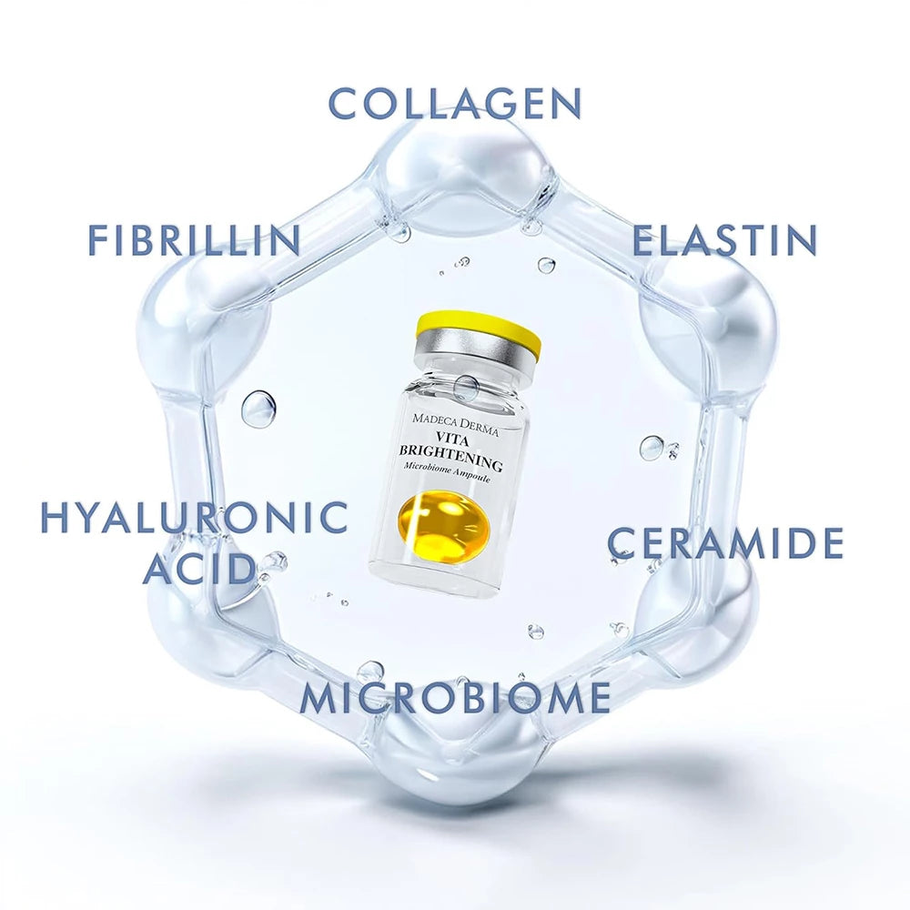 MADECA DERMA Vita Aufhellende Ampulle - Gesichtsserum mit Niacinamid und Centella Asiatica zur Verbesserung des Hauttons und Komforts - 7 ml x 5 Stk