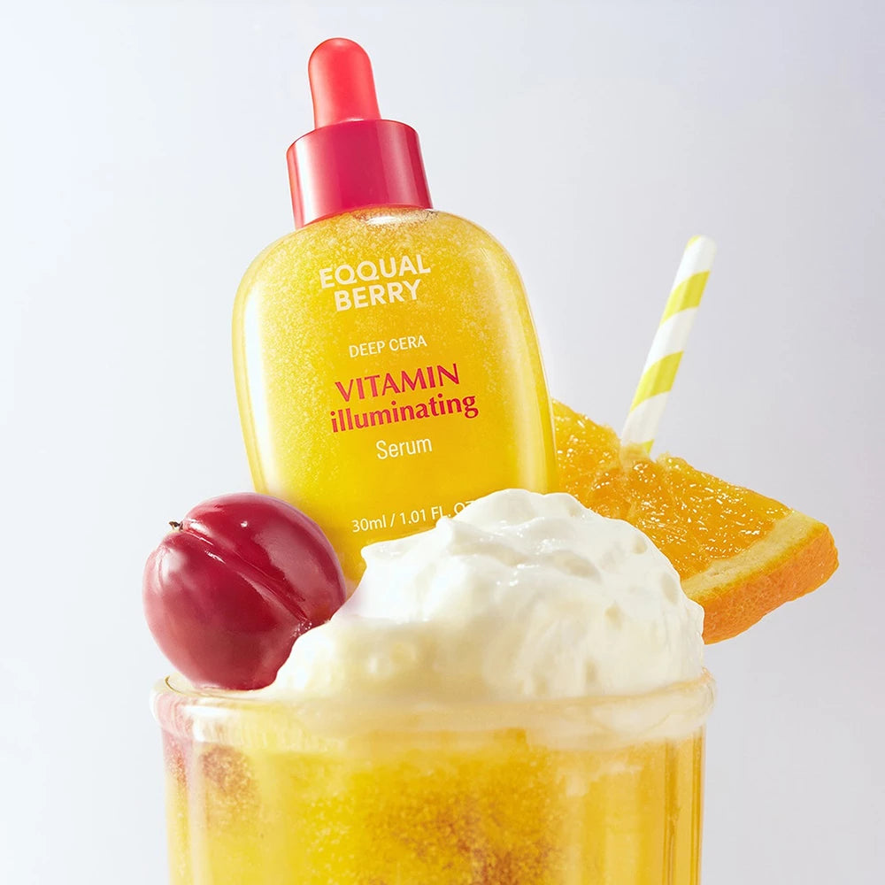EQQUALBERRY Vitamin aufhellendes Serum - Gesichtsserum formuliert mit Acerolakirschwasser und Tranexamsäure zur Verbesserung der Leuchtkraft und des Hauttons - 30 ml