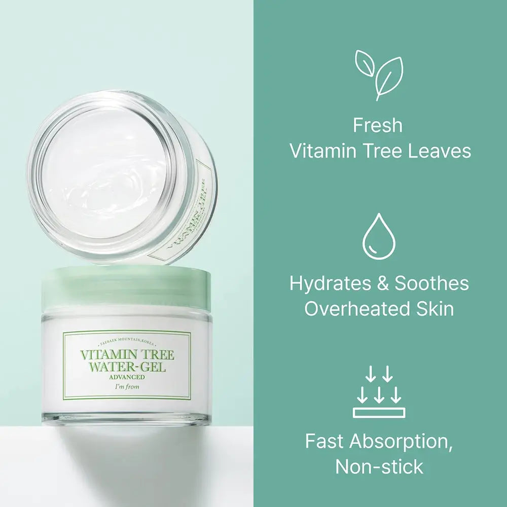 I'm From Vitamin Tree Water Gel Advanced Gel Feuchtigkeitscreme - Intensive Feuchtigkeit und Ausstrahlung, 75 g
