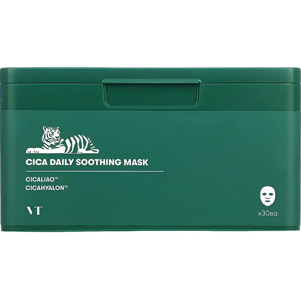 VT COSMETICS VT Cica Daily Soothing Mask - Set mit 30 Gesichtsmasken mit Centella Asiatica und dreifacher Hyaluronsäure zur täglichen Feuchtigkeitsversorgung und Beruhigung der Haut - 30 Stk.