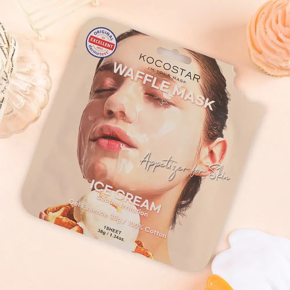KOCOSTAR Waffle Mask Ice Cream Maske - Feuchtigkeitsspendend und Beruhigend, 38g