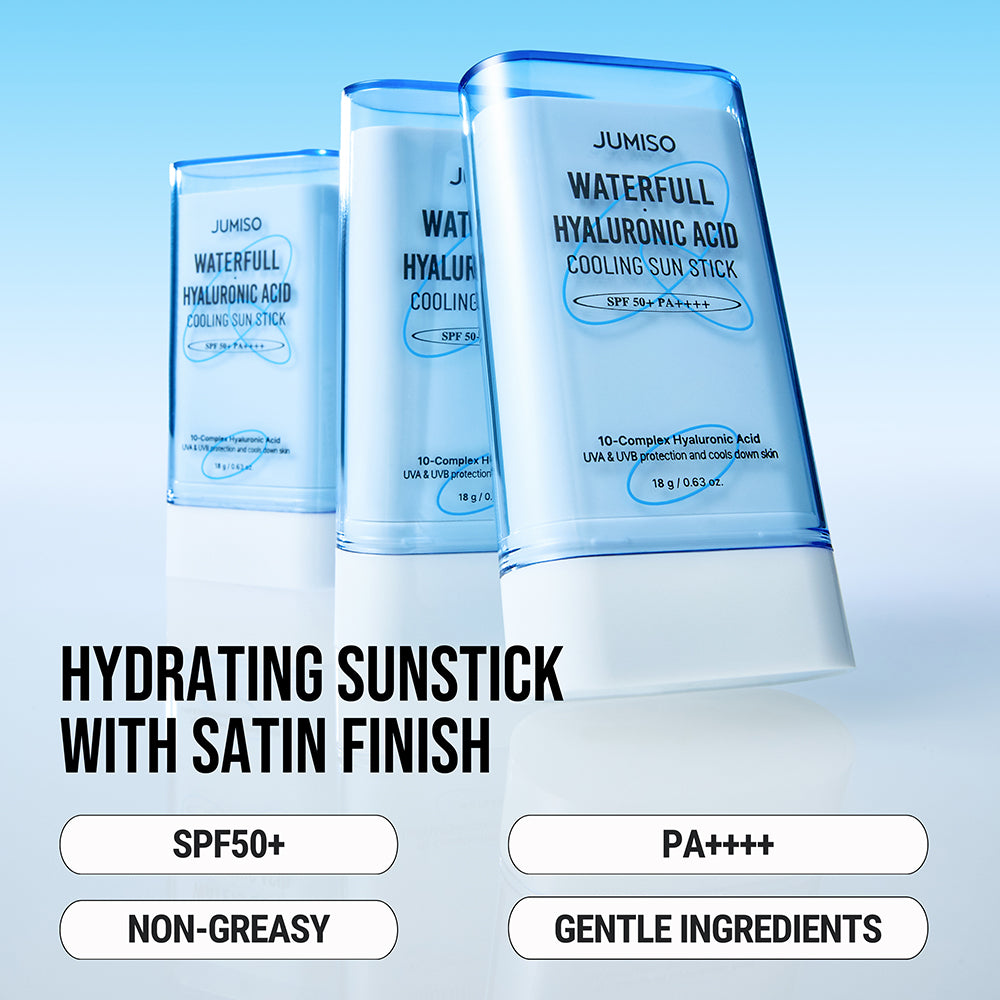 JUMISO Waterfull Hyaluronic Acid Cooling Sunstick - Sonnenschutzstift mit Hyaluronsäure und Panthenol für Feuchtigkeit und Hautkomfort - 18g