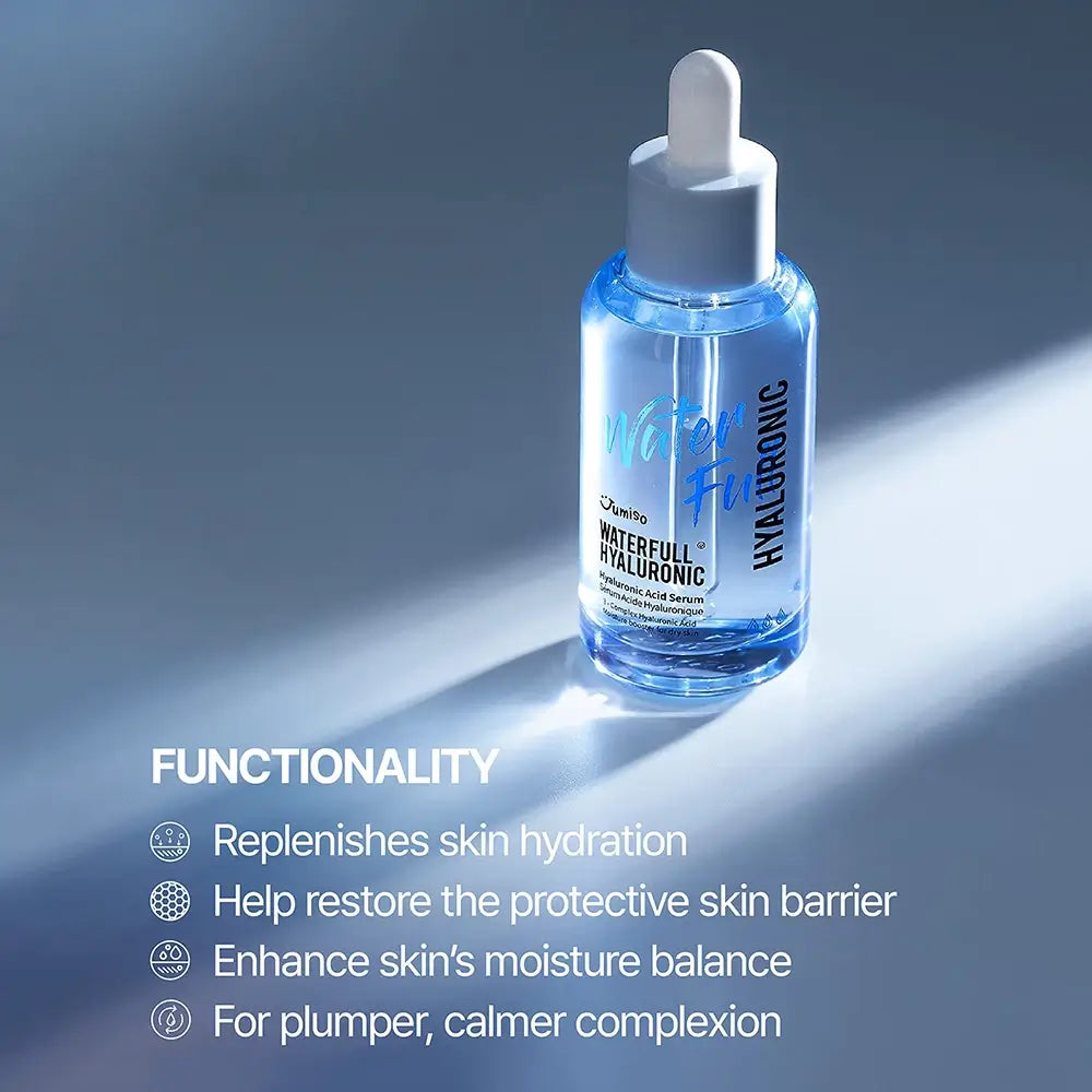 JUMISO Waterfull Hyaluronsäure Serum - Gesichtsserum mit Hyaluronsäure und Panthenol zur Hautfeuchtigkeitspflege - 50 ml