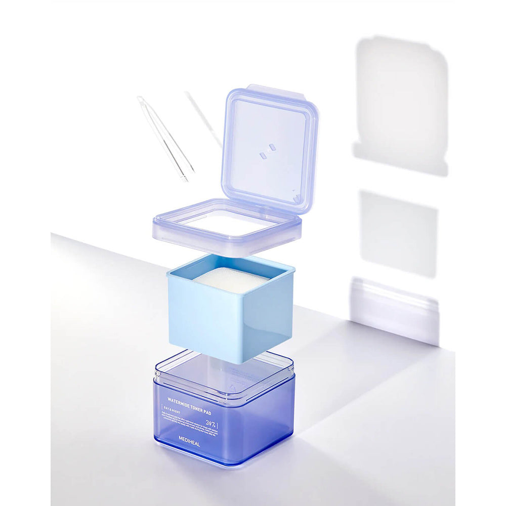 MEDIHEAL Watermide Moisture Pad - toner de fata dischete formulat cu acid hialuronic si squalane, care contribuie la hidratarea pielii si la revigorarea tenului cu aspect obosit- 100 buc
