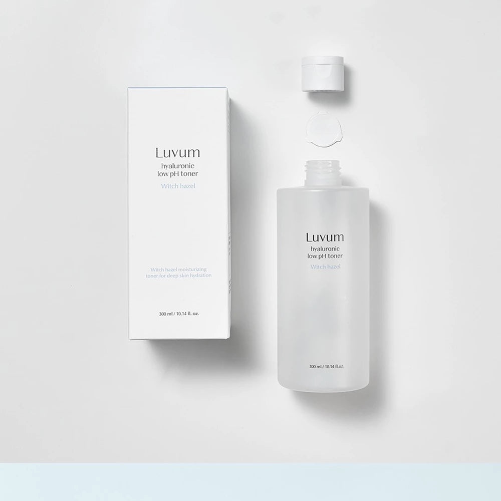 LUVUM Hamamelis Hyaluron pH-niedriger Toner - Gesichtswasser mit Hamameliswasser und Hyaluronsäure zur Feuchtigkeitsversorgung und Beruhigung empfindlicher Haut - 300 ml