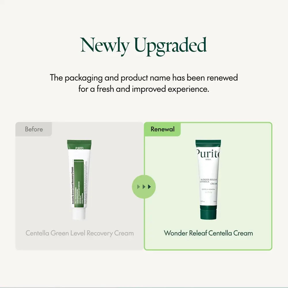 PURITO Wonder Releaf Centella Cream - Gesichtscreme formuliert mit koreanischer Centella Asiatica und Ceramid NP, die hilft, Rötungen und Reizungen zu beruhigen und die Feuchtigkeitsbarriere aufrechtzuerhalten - 50 ml