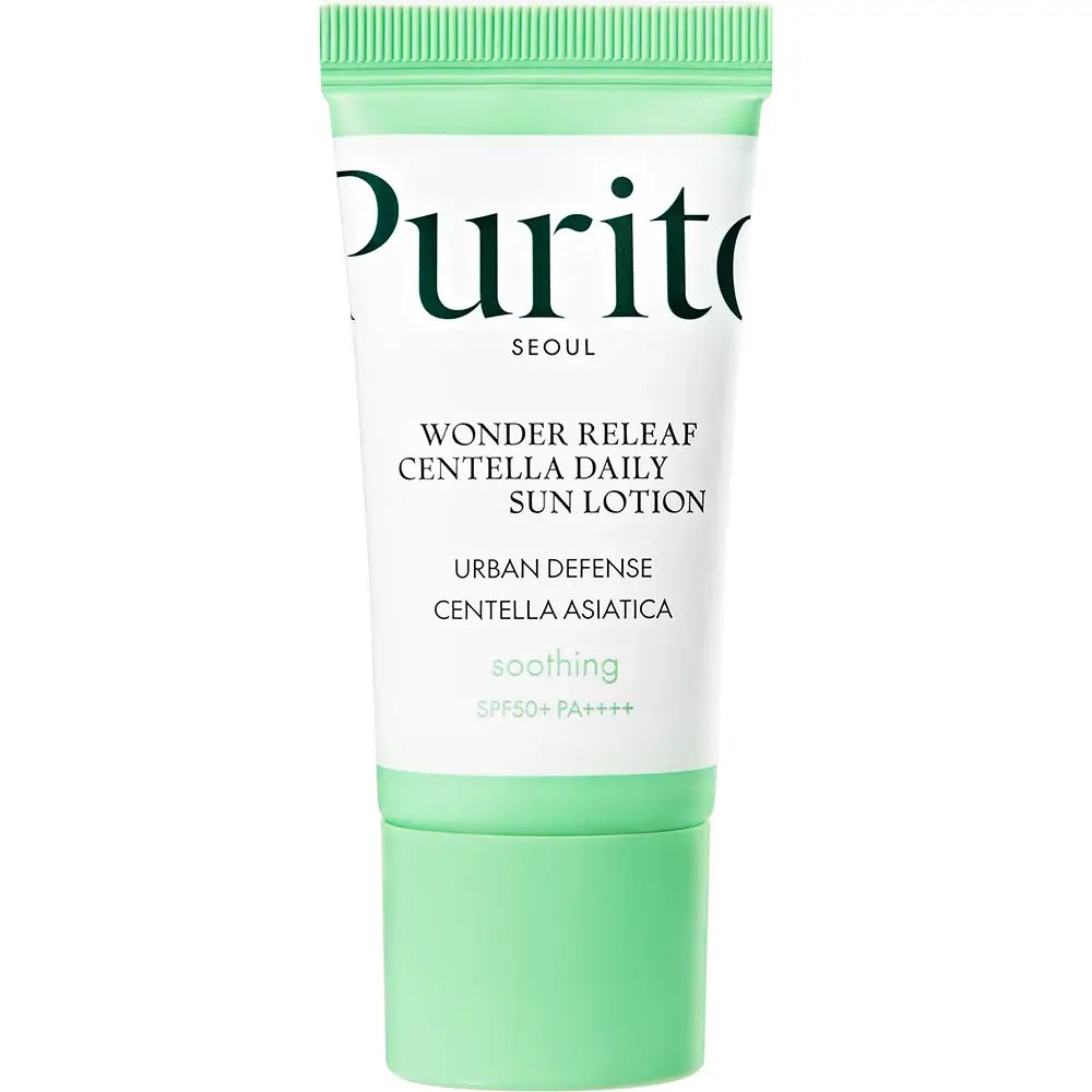 PURITO Wonder Releaf Centella Daily Sun Lotion Mini LSF 50+ - Gesichtscreme mit koreanischer Centella Asiatica und Hyaluronsäure, die zur Hautfeuchtigkeit beiträgt und den Hautkomfort erhält - 15 ml
