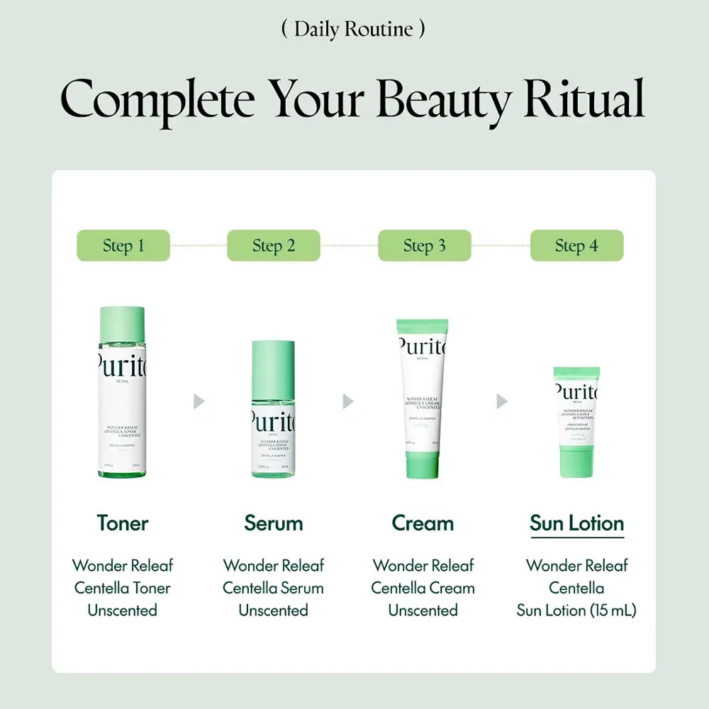 PURITO Wonder Releaf Centella Daily Sun Lotion Mini LSF 50+ - Gesichtscreme mit koreanischer Centella Asiatica und Hyaluronsäure, die zur Hautfeuchtigkeit beiträgt und den Hautkomfort erhält - 15 ml