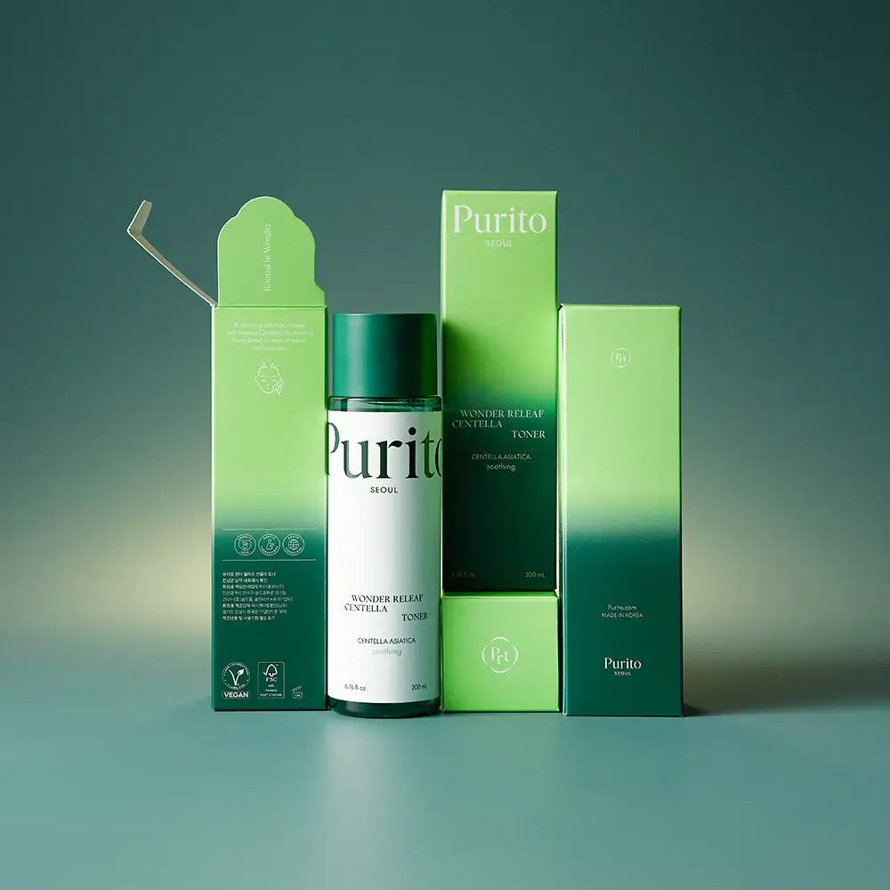 PURITO Wonder Releaf Toner beruhigend mit Centella - intensive Feuchtigkeit und Rötungsreduzierung, 200 ml