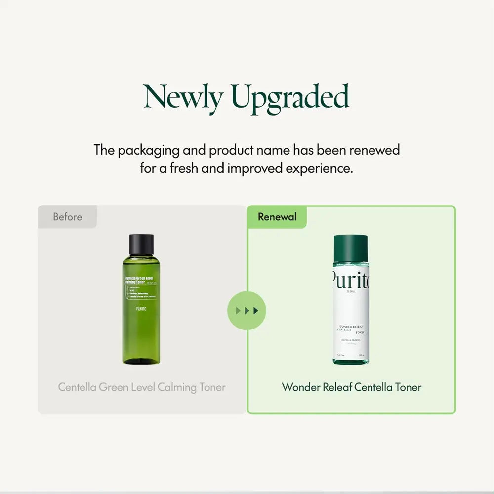PURITO Wonder Releaf Toner beruhigend mit Centella - intensive Feuchtigkeit und Rötungsreduzierung, 200 ml