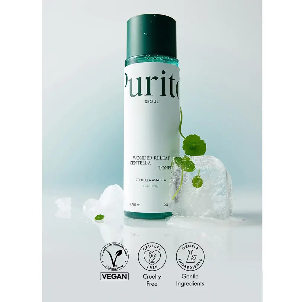 PURITO Wonder Releaf Toner beruhigend mit Centella - intensive Feuchtigkeit und Rötungsreduzierung, 200 ml