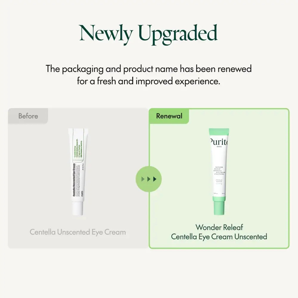 PURITO Wonder Releaf Centella Unscented Augencreme - Augencreme formuliert mit Centella Asiatica Extrakt und Hyaluronsäure, die zur Hautfeuchtigkeit und zum Hautkomfort beitragen - 30 ml