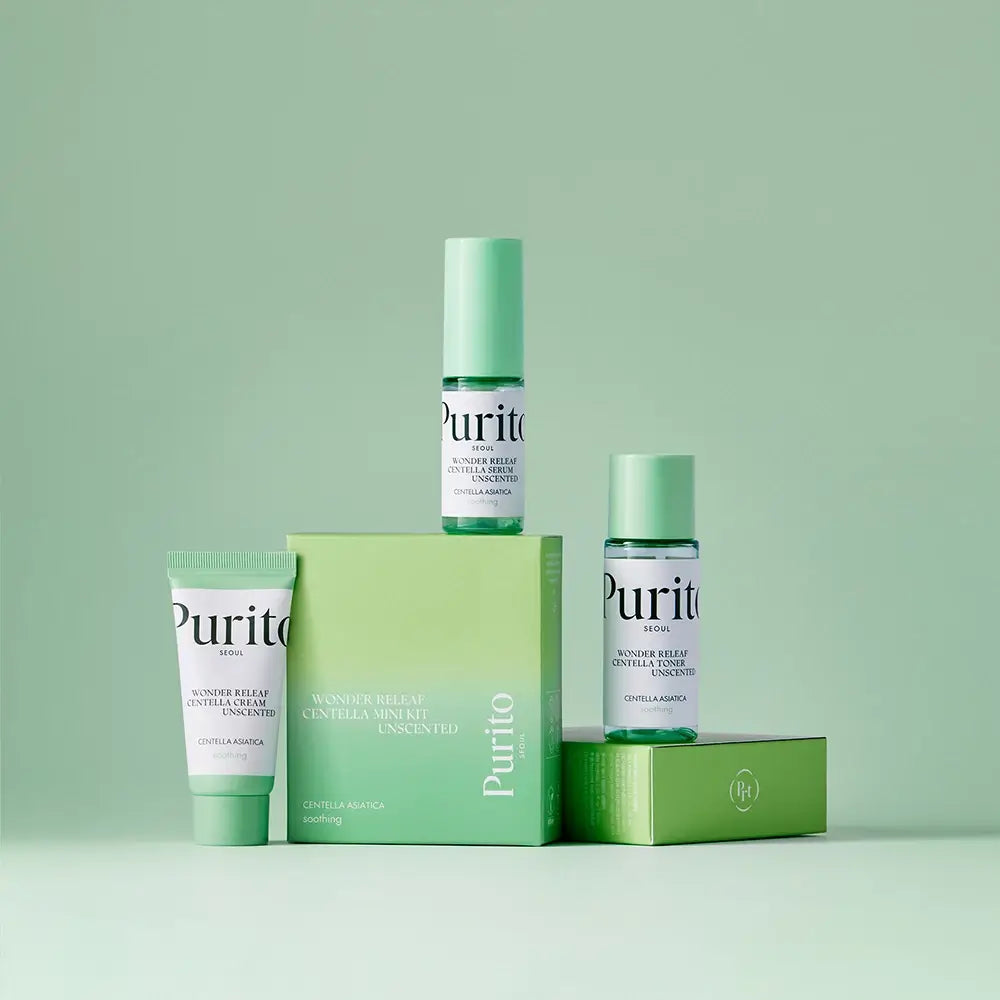 PURITO Wonder Releaf Centella Unscented - Set mit Centella Asiatica Extrakt und Panthenol zur Beruhigung empfindlicher Haut