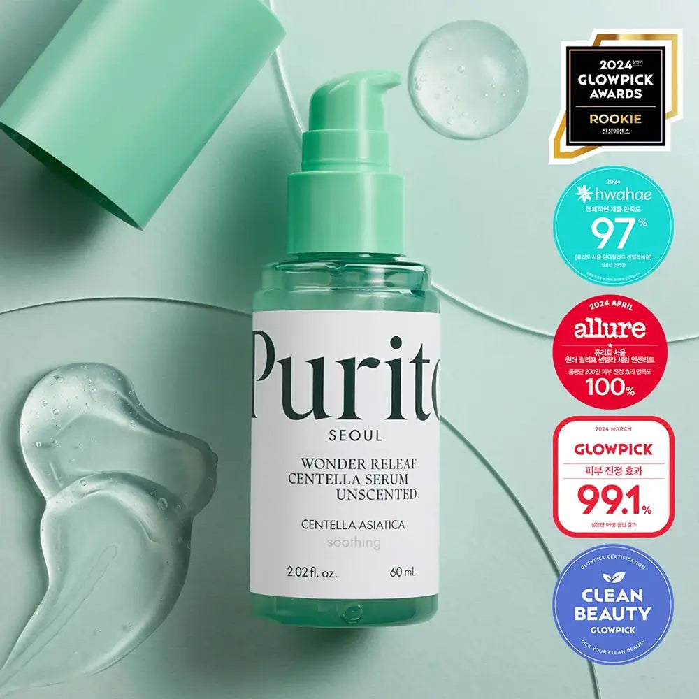 PURITO Wonder Releaf Centella Unscented Serum - Serum für das Gesicht mit Centella Asiatica Extrakt und Allantoin, das zur Beruhigung der Haut und zur Reduzierung von Rötungen beiträgt - 60 ml