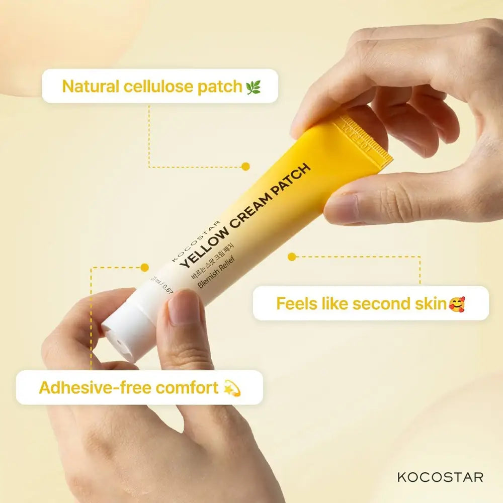 KOCOSTAR Yellow Cream Patch - Hautpflegecreme mit Niacinamid und Teebaumblatt-Extrakt zur Behandlung von Unreinheiten und zum Schutz der betroffenen Stelle - 20 ml