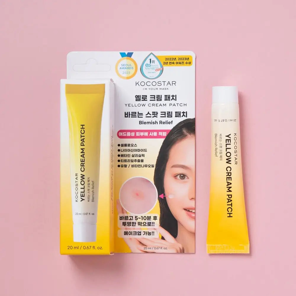 KOCOSTAR Yellow Cream Patch - Hautpflegecreme mit Niacinamid und Teebaumblatt-Extrakt zur Behandlung von Unreinheiten und zum Schutz der betroffenen Stelle - 20 ml