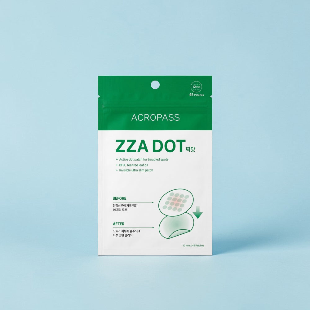 ACROPASS ZZA DOT - plasturi formulati cu BHA (acid salicilic) si ulei de Tea Tree, care contribuie la ingrijirea locala a zonelor cu imperfectiuni si la metinerea zonei curate - 45 buc